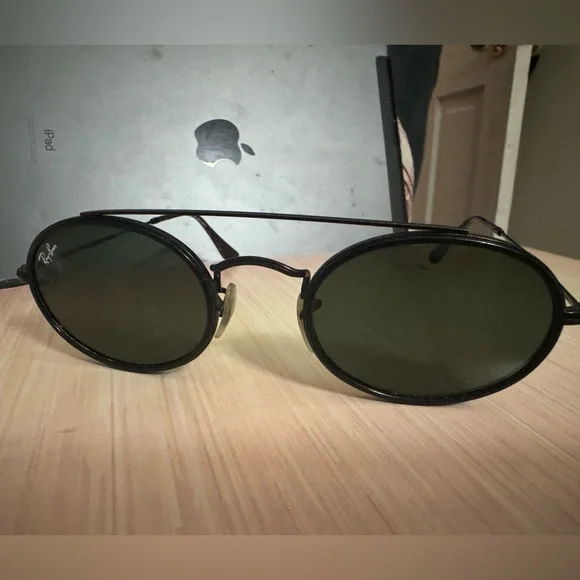 Ray-Ban Oval Double Bridge Unisex Sunglasses RB 3847-N, Black